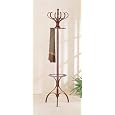  DISTRESSED CREAM TALL METAL HAT AND COAT STAND WITH UMBRELLA STAND