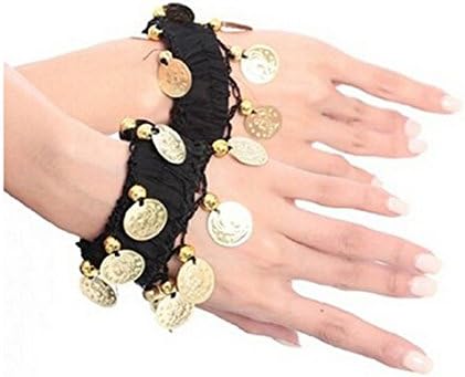 Mixfashion 1 Pair Belly Dance Bracelets Wrist Ankle Arm Cuffs Bracelets (Black)