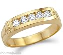 Solid 14k Yellow Gold Mens Nugget Wedding Band CZ Cubic Zirconia Ring 0.5 ct