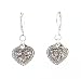 Earrings - E180 - Antique Look Heart set with Crystal Stones ~ Silver Tone