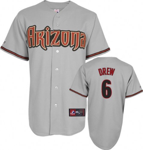 MLB Men's Arizona Diamondbacks Stephen Drew Road Gray Short Sleeve 6 Button Synthetic Replica Baseball Jersey Spring 2012  (Road Gray, X-Large)