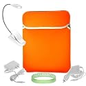 Orange - Green Amazon Kindle DX Reversible Carrying Sleeve + White Rapid Kindle DX Car Charger + White Kindle DX Wall Charger + White Ebook Reader LED Light + Live*Laugh*Love Wrist Band!!! (Kindle DX Not Included)
