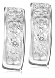Image of Sterling Silver E3920-CZ Women's Tiny Hoops with CZs Stud Earrings