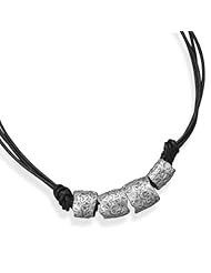16.5" Leather Necklace with Oxidized Beads