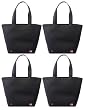 Reusable Shoulder Tote Bag Black 4 Pack