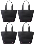 Reusable Shoulder Tote Bag Black 4 Pack