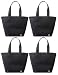 Reusable Shoulder Tote Bag Black 4 Pack