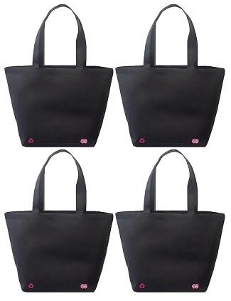 Reusable Shoulder Tote Bag Black 4 Pack