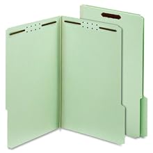 Globe-Weis Pressboard Folders with Fasteners, 1-Inch Expansion, 2-Inch Fasteners, 1/3 Cut Tabs, Legal Size, Green, 25-Count (29931)