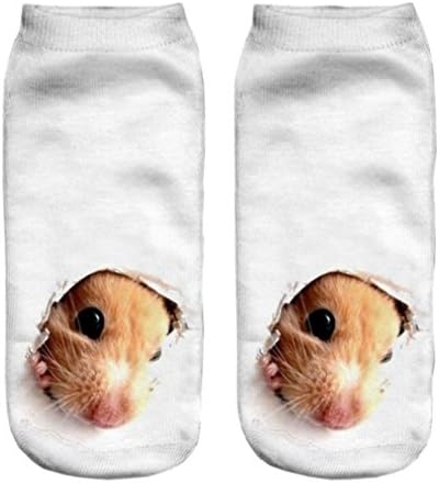 TRENDY STYLISH White Little Rat Cartoon Design Vintage Socks Low Ankle