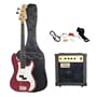 Barcelona Electric Bass Pack with 15 Watt Amp - Red