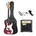 Austin Bazaar Electric Bass Pack with 15 Watt Amp - Red
