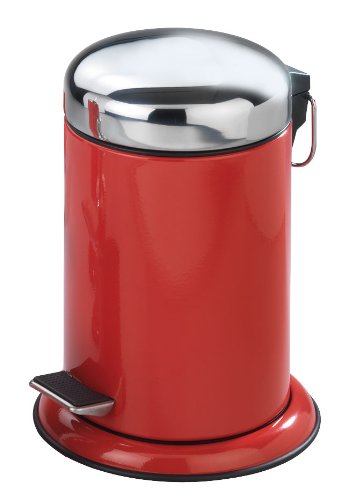 Wenko 18388100 Kosmetik-Treteimer Retoro - Edelstahl rostfrei, 3 Liter, 21.5 x 30 x 23 cm, himbeere gl&auml;nzend