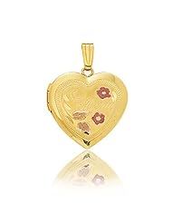 14K Gold Heart Floral "Mom" Locket (18.5 x 18.5 mm)