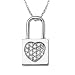 10k White Gold Diamond Heart Lock Pendant (.07 cttw, H-I Color, I2-I2 Clarity), 18