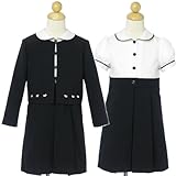 KAJIN 女の子スーツ★半袖ワンピとテリア刺繍入りボレロのアンサンブル「紺」