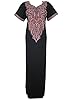 Black Kaftan Foral Embroidred Caftan Cotton Loungerwear Dress Size Medium