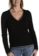 Red Moon Women's Long Sleeve Cashmere Blend Jersey Tipped V-Neck Sweater