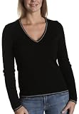 Red Moon Womens Long Sleeve Cashmere Blend Jersey Tipped V-Neck Sweater
