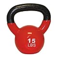 GoFit 15-Pound Red Kettlebell with Vinyl Coating, Iron Core Training DVD and Exercise Booklet