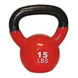 GoFit 15-Pound Red Kettlebell with Vinyl Coating, Iron Core Training DVD and Exercise Booklet