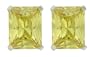 Platinum Plated Sterling Silver 9 x 7mm Emerald Cut Canary Cubic Zirconia Four-Prong Stud Earrings