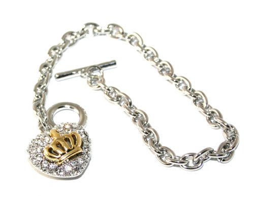 Gorgeous Small Heart Cluster with Crown Charm Bracelet Silver/Gold Tone