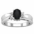 14K White Gold Onyx and Diamond Ring
