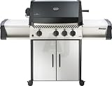 Napoleon Prestige I RB Series P450RBNK8 66 Freestanding Gas Grill with 694 sq. in. Cooking Surface, 61000 Total BTU, 3 Tube Burners, Infrared Rear Rotisserie Burner and Porcelainized Cast Iron Cooking Grids: Natural Gas