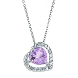 Sterling Silver Amethyst Heart Pendant Necklace, 18