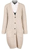 ililily Women's Classic Cable Knit Button Down Long Ribbed Cardigan Sweater