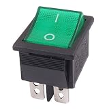 Green Light 4 Pins DPST On/Off Rocker Switch AC 250V 16A 125V 20A