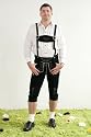 Edelnice - Herren Knielederhose mit Hosentr&auml;gern aus 100% echtem feinsten Wildleder - schwarz