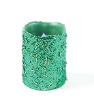 41nR0l5Ti9L. SL160  4 Green Glitter & Beaded Flameless LED Christmas Pillar Candle