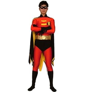 Mens Robin Lycra Bodysocks Zentai Superhero Second Skin Party Costumes,Medium,Red