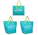 Insulated Reusable Tote Bags, Aqua Color 3 Pack