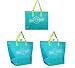 Insulated Reusable Tote Bags, Aqua Color 3 Pack