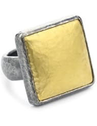 GURHAN "Amulet" Silver with High Karat Gold Accents Square Ring, Size 7