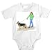 Onesie with German Shepherd, walking, rasta, woman, dog, animal, pet, verb, canine