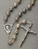 Pack of 2 Silver Rosebud Rosary Beads With Crucifix 21