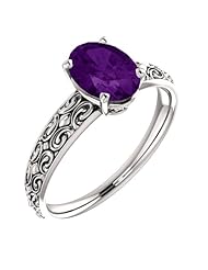 Platinum 8.00x6.00mm Oval Cut Amethyst Ring -- LIFETIME WARRANTY