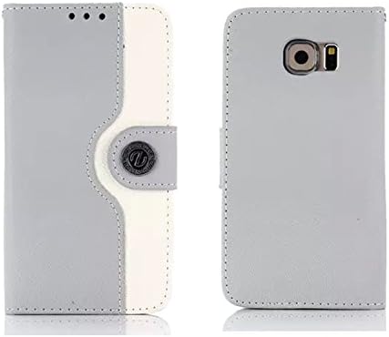 Galaxy S6 Case, Hankuke [Kickstand] Samsung Galaxy S6 PU Leather Wallet Case [Ultra Slim] Premium PU Leather Flip Cover - Flip Case for Samsung Galaxy S6 (gray+white)