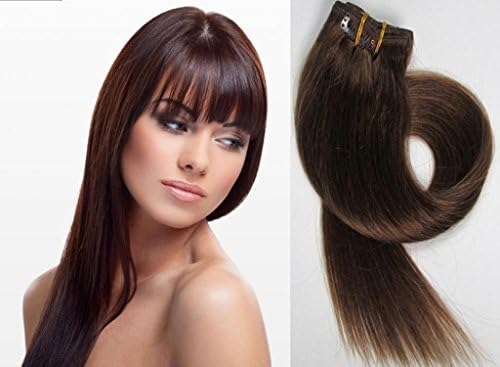 Fashion Hairstyle Clip in Remy Human Hair for Beauty Women's Accessories in 48cm 75 Gram - Chestnut Brown #6