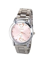 Dealmyth Silver Quartz Fashion Steel Watchband Stainless Steel Water Resistant Lady Woman Men Wrist Watch 8192