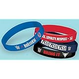 American Greetings WWE Rubber Bracelets, 4 Count, Party Supplies Novelty