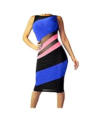 Mesh Illusion Spandex Sleeveless Cocktail Bodycon Dress/Club Dress/Bodysuit 