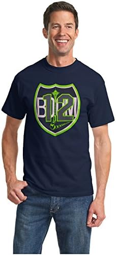 Sea Hawks "12 Boom" Glow in the Dark Adult Short Sleeve T-Shirt (Navy, Large)
