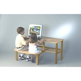 Childrens wood computer desk for 1 or 2 kids, ages 6 - 10 - maple
