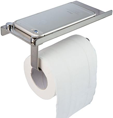 Housideas Wall Mount Stainless Steel Toilet Tissue Holder with Shelf Holding Iphone and Samsung Mobile Phone(Brushed Aluminum)