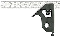 Starrett 11H-6-4R 6-Inch Combination Square with Cast Iron Head and Black Wrinkle Finish
